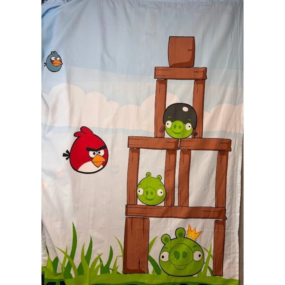 Retro Angry Birds Shower Curtain 71